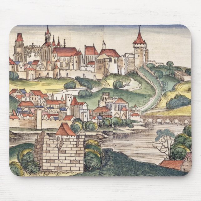 Mousepad Opinião de olho de pássaro de Praga do Nuremberg (Frente)