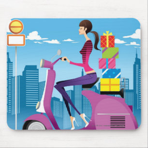Mousepad Opinião lateral a mulher com os presentes no
