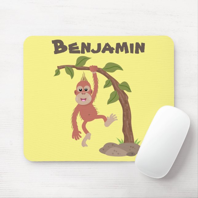 Mousepad Óptica de desenho animado de orangotango, um bebê  (Com mouse)