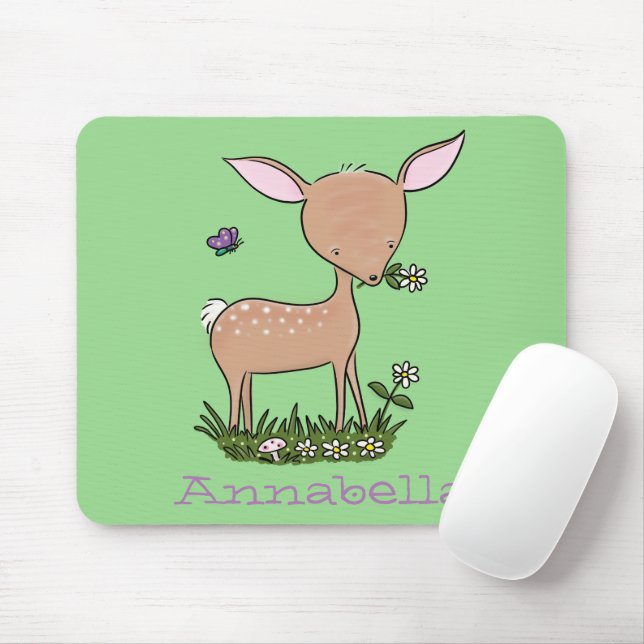 Mousepad Óptica de desenho animado de veado de bebê feliz (Com mouse)