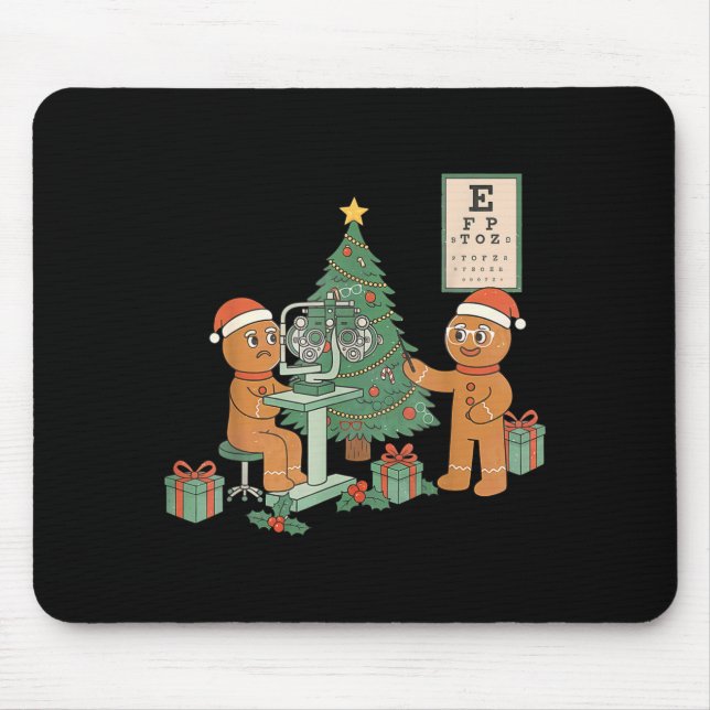 Mousepad Optometry Gingerbread Christmas Optician Sight Squ (Frente)