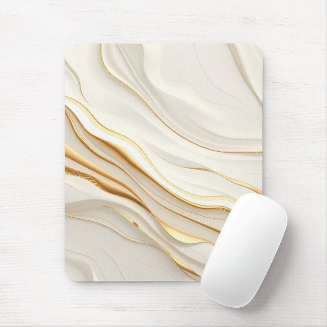 Mousepad "Opulent Gold and Cream Marble Swirls" (Com mouse)