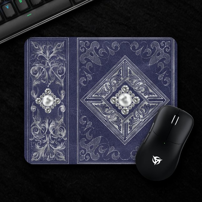 Mousepad Opulsão do ornamentado | Farinha de prata e azul (Criador carregado)