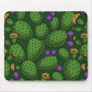 Mousepad Opuntia florescente em verde escuro
