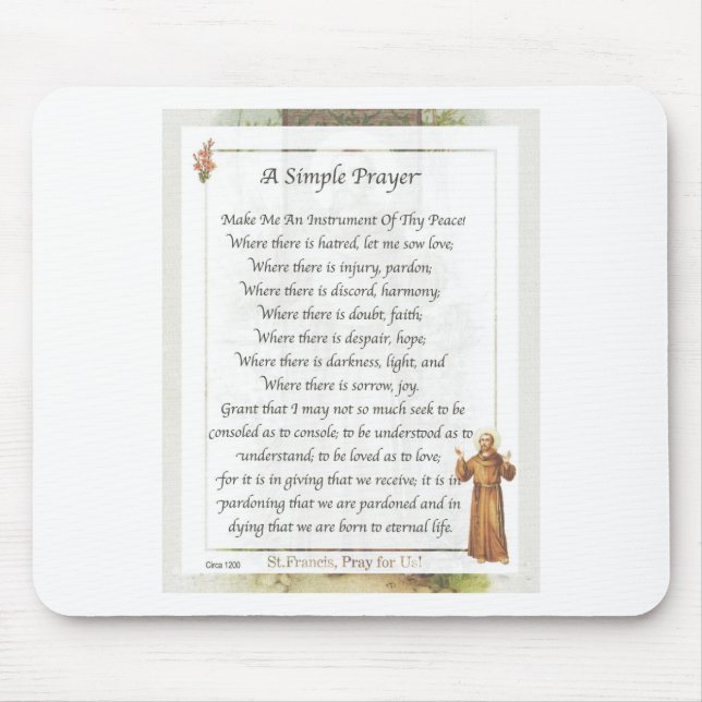 Mousepad oração simples de St Francis (Frente)