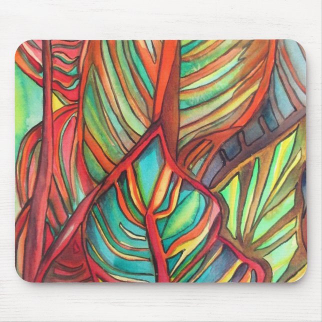 Mousepad Orange Canna deixa aquarela arte original (Frente)