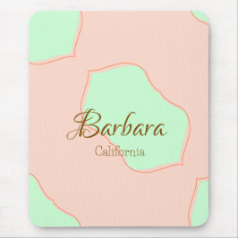 Mousepad Orange green pastel boho add name place rustic ele
