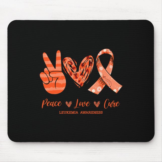 Mousepad Orange Lepard Peace Love Cure Leukemia Sensibiliza (Frente)