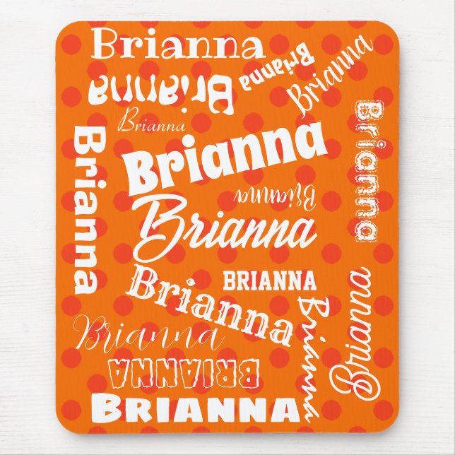 Mousepad Orange Lover Polka - Arte Personalizada de Palavra (Frente)