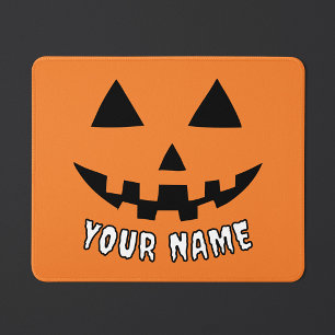 Mousepad Orange Pumpkin Personalizado Halloween Seu Nome