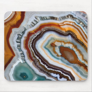 Mousepad Orange Terracotta White Black Agate Geode