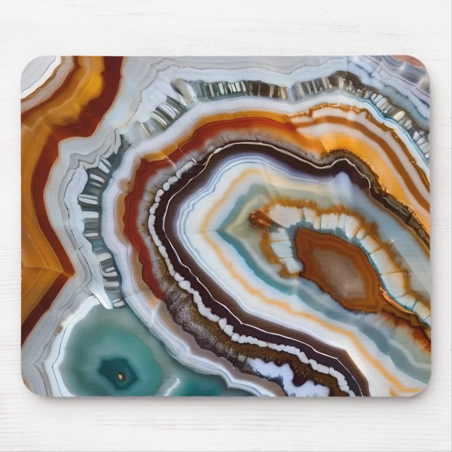 Mousepad Orange Terracotta White Black Agate Geode (Frente)