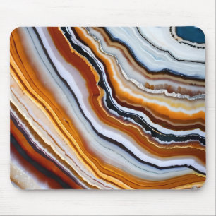Mousepad Orange Terracotta White Black Agate Geode