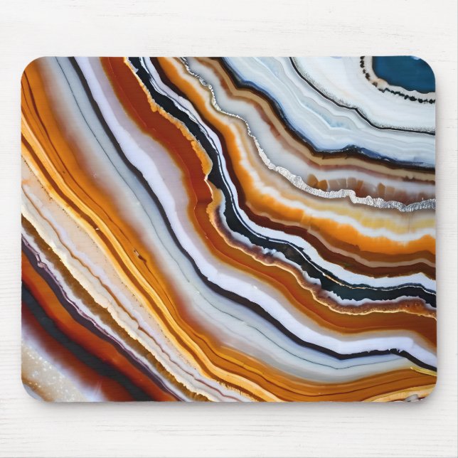 Mousepad Orange Terracotta White Black Agate Geode (Frente)