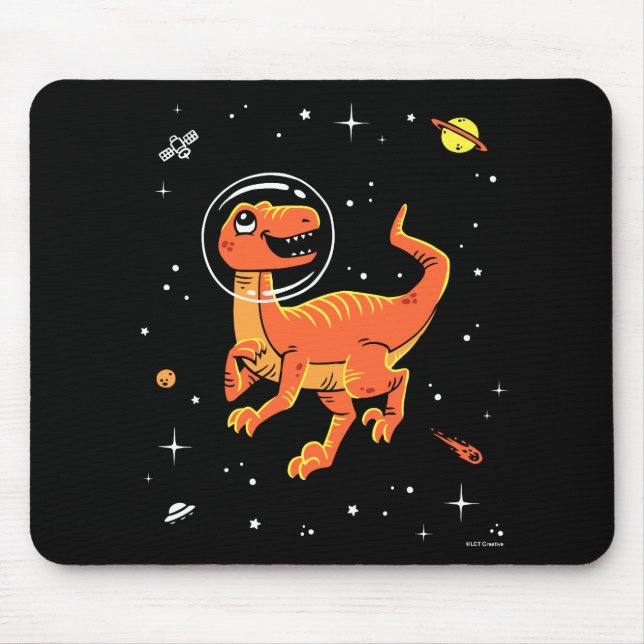 Mousepad Orange Tyrannosaurus Dinos No Espaço (Frente)