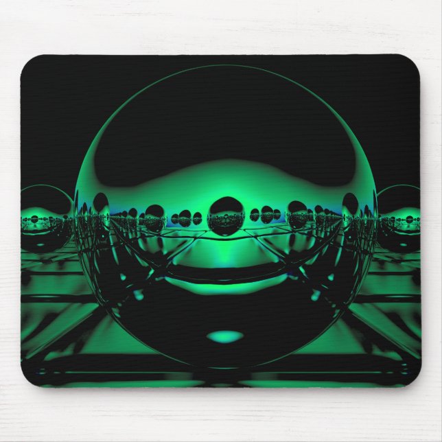 Mousepad Órbitos Metálicos Misteriosos em Luz Verde Pálida (Frente)