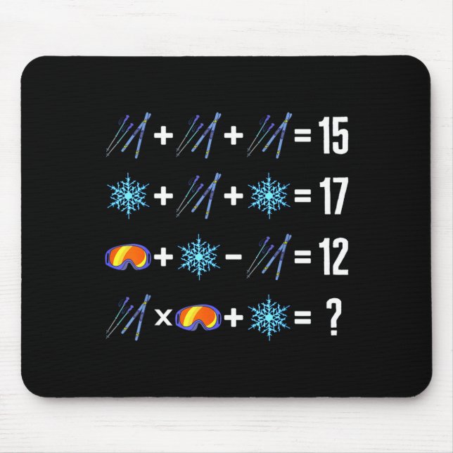 Mousepad Ordem matemática de operação esqui flocos de neve  (Frente)