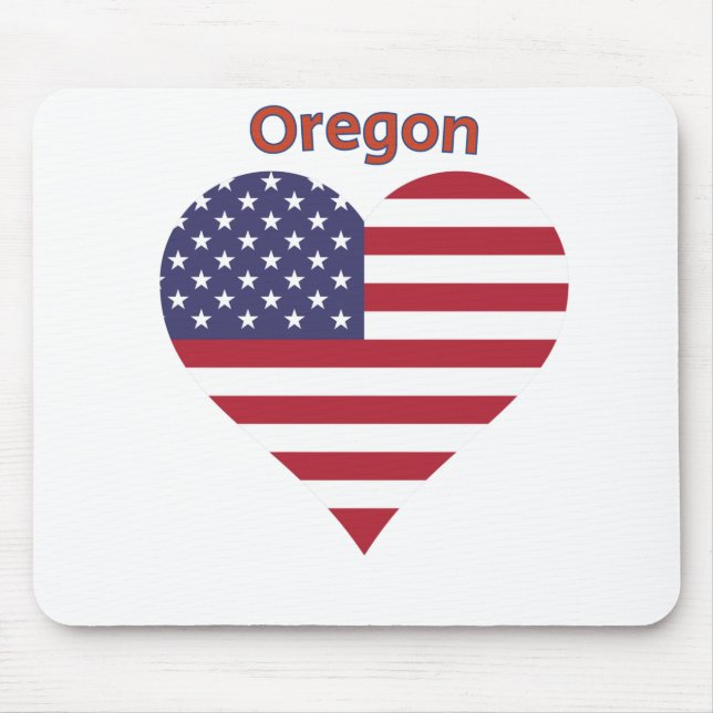 Mousepad Oregon American Flag Heart (Frente)