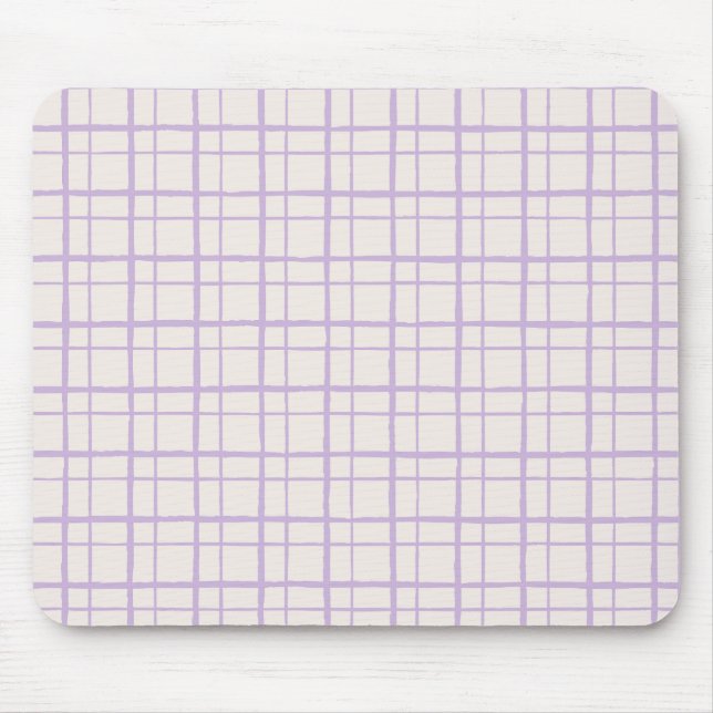 Mousepad Organic Wobbly Check Grid Pattern Dusty Lilac (Frente)