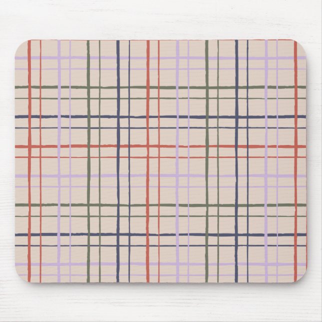 Mousepad Organic Wobbly Check Grid Pattern Modern Love (Frente)