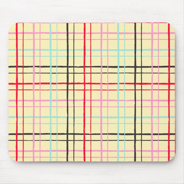 Mousepad Organic Wobbly Check Grid Pattern Retro Pop (Frente)