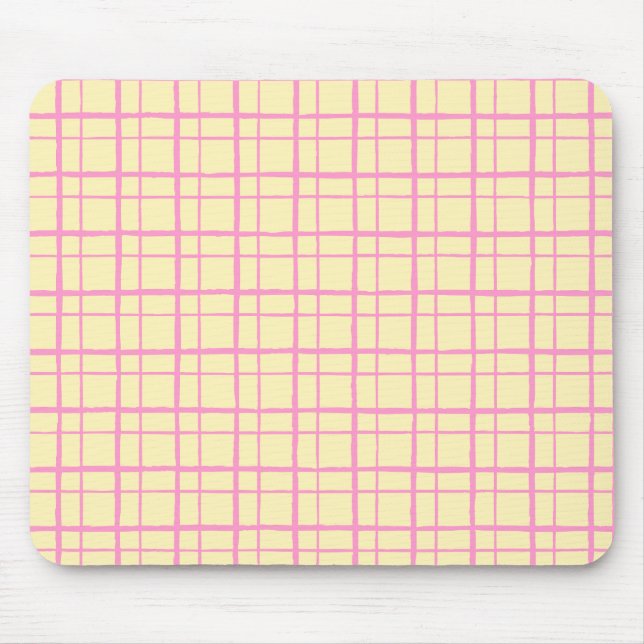 Mousepad Organic Wobbly Check Grid Pattern Sunshine Yellow (Frente)