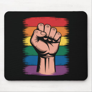 Mousepad Orgulho do Punho Levantado Arco-íris Direitos Apoi