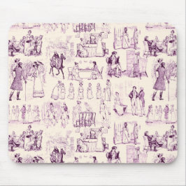 Mousepad Orgulho e Preconceito Toile de Jouy Plum e Apricot