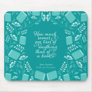 Mousepad Orgulho floral da cerceta & citações Bookish do