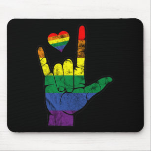 Mousepad Orgulho gay ASL - Linguagens de sinais LGBT Defici