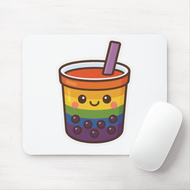 Mousepad Orgulho LGBTQ+ do Rainbow Bubble Tea (Com mouse)
