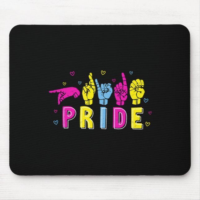 Mousepad Orgulho Panual Asl Pan Arco-íris Língua de Sinais  (Frente)