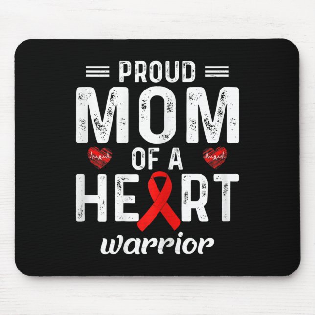 Mousepad Orgulhosa Mãe De Um Guerreiro Do Coração Doença Ca (Frente)