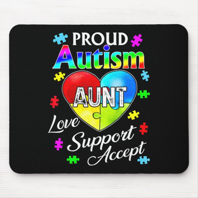 Mousepad Orgulhosa tia Autism Suporte a Awarene (Frente)