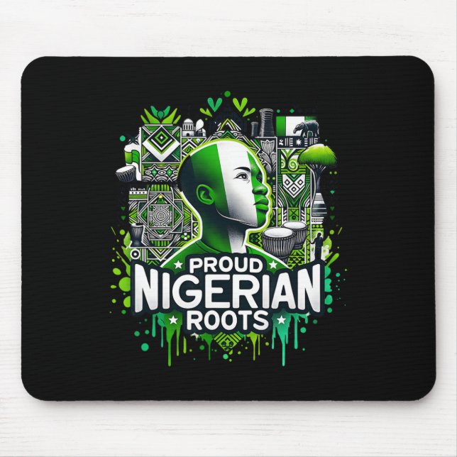 Mousepad Orgulhosas Raízes Nigerianas Mês da História Negra (Frente)