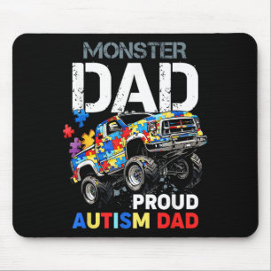 Mousepad Orgulhoso pai de monstro de autismo caminhão puzzl