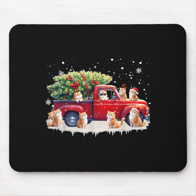 Mousepad Oriental Cat Red Truck Christmas Tree Santa Ugly X (Frente)