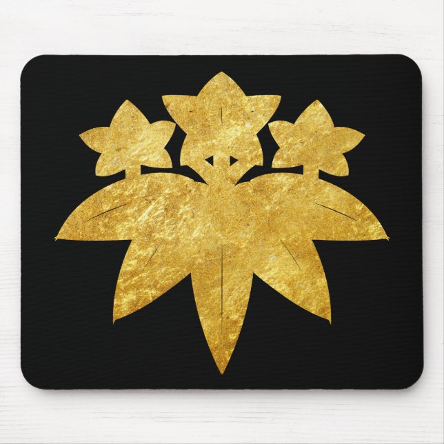Mousepad Oriental Faux Dourado Kamakura Minamoto Japão Mon  (Frente)