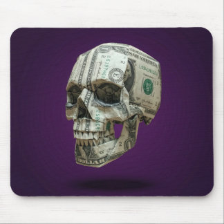Mousepad Origami de Crânio Humano em Dinheiro