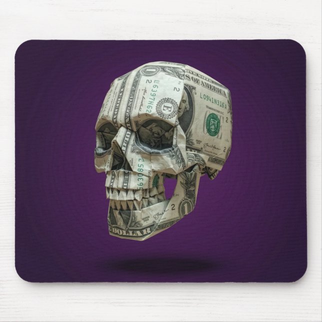 Mousepad Origami de Crânio Humano em Dinheiro (Frente)