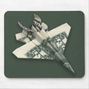 Mousepad Origami de dinheiro Avião de caça F-18