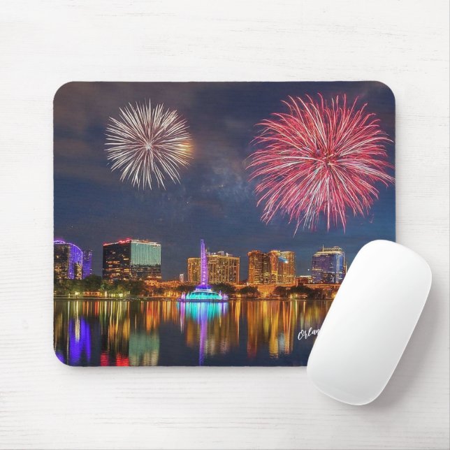 Mousepad Orlando Florida Lake Eola Fireworks & Fountain (Com mouse)