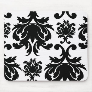 Mousepad ornamentado branco preto