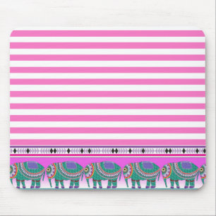 Mousepad Ornamentado Elefantes - Tendência Retirada Rosa