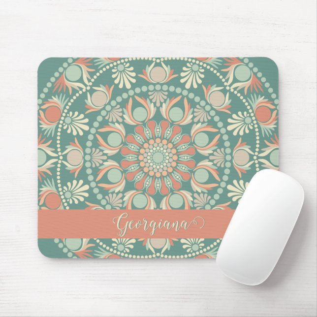 Mousepad Ornamentado Personalizado - Sage e Sand Mandala (Com mouse)