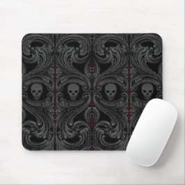 Mousepad Ornamento de Cinzas góticos com Crânio