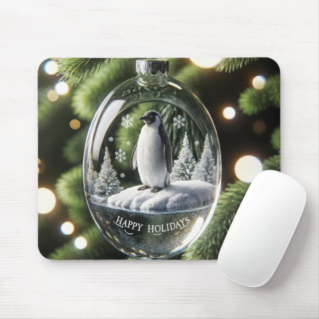 Mousepad Ornamento De Cristal De Natal Com Pinguim (Com mouse)