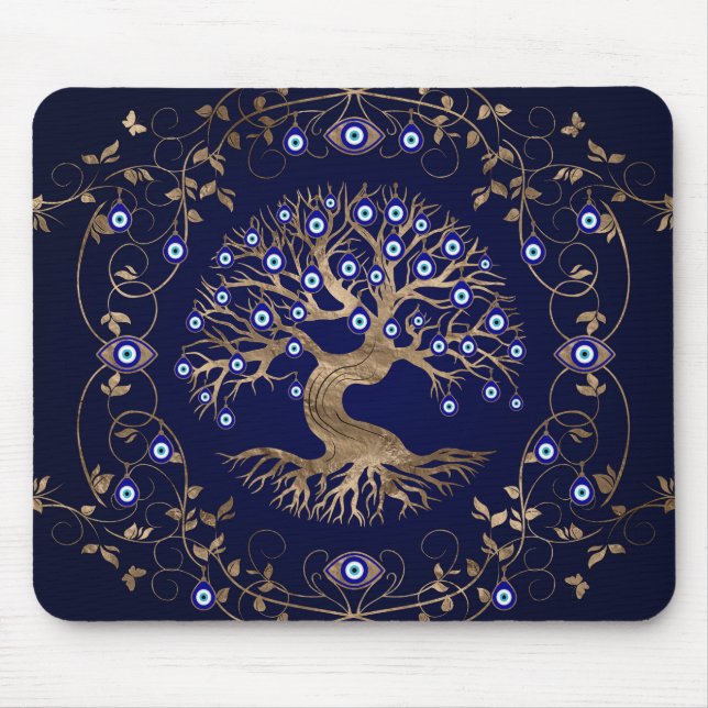 Mousepad Ornamento dos Olhos do Mau de Árvore da Vida (Frente)
