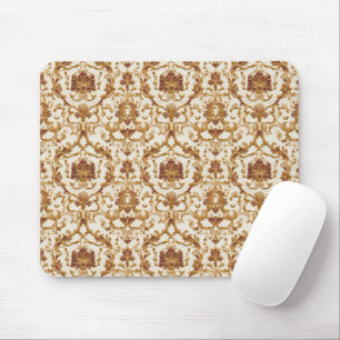 Mousepad Ornamento Dourado Barroco Luxuoso em Marfim