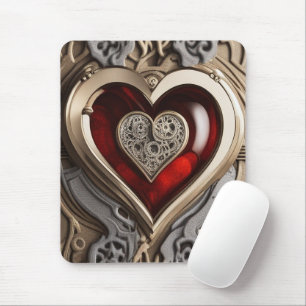Mousepad Ornamento misterioso com coração vermelho